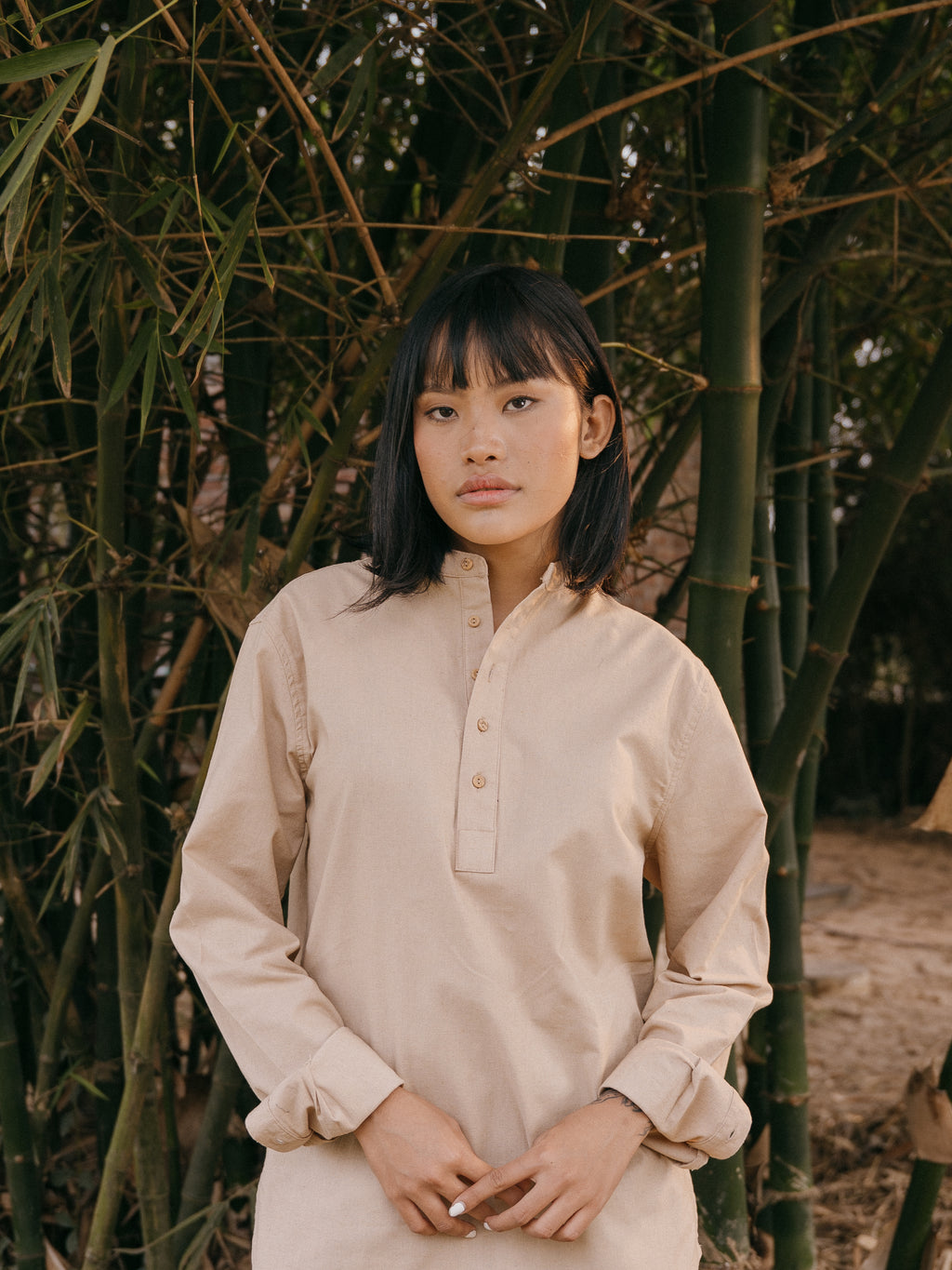 Linen Henley Katua - Beige - Unisex