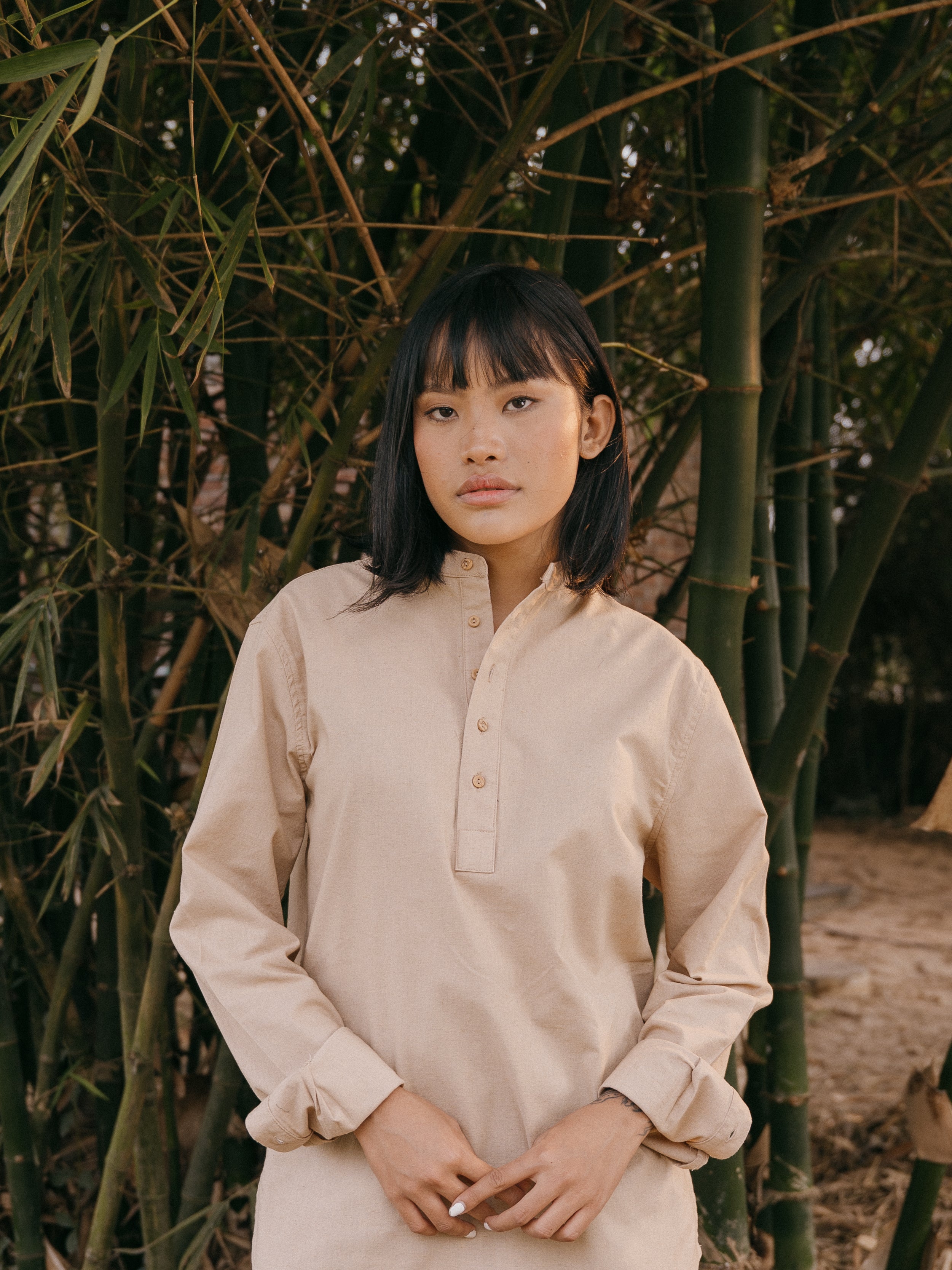 Linen Henley Katua - Beige - Unisex