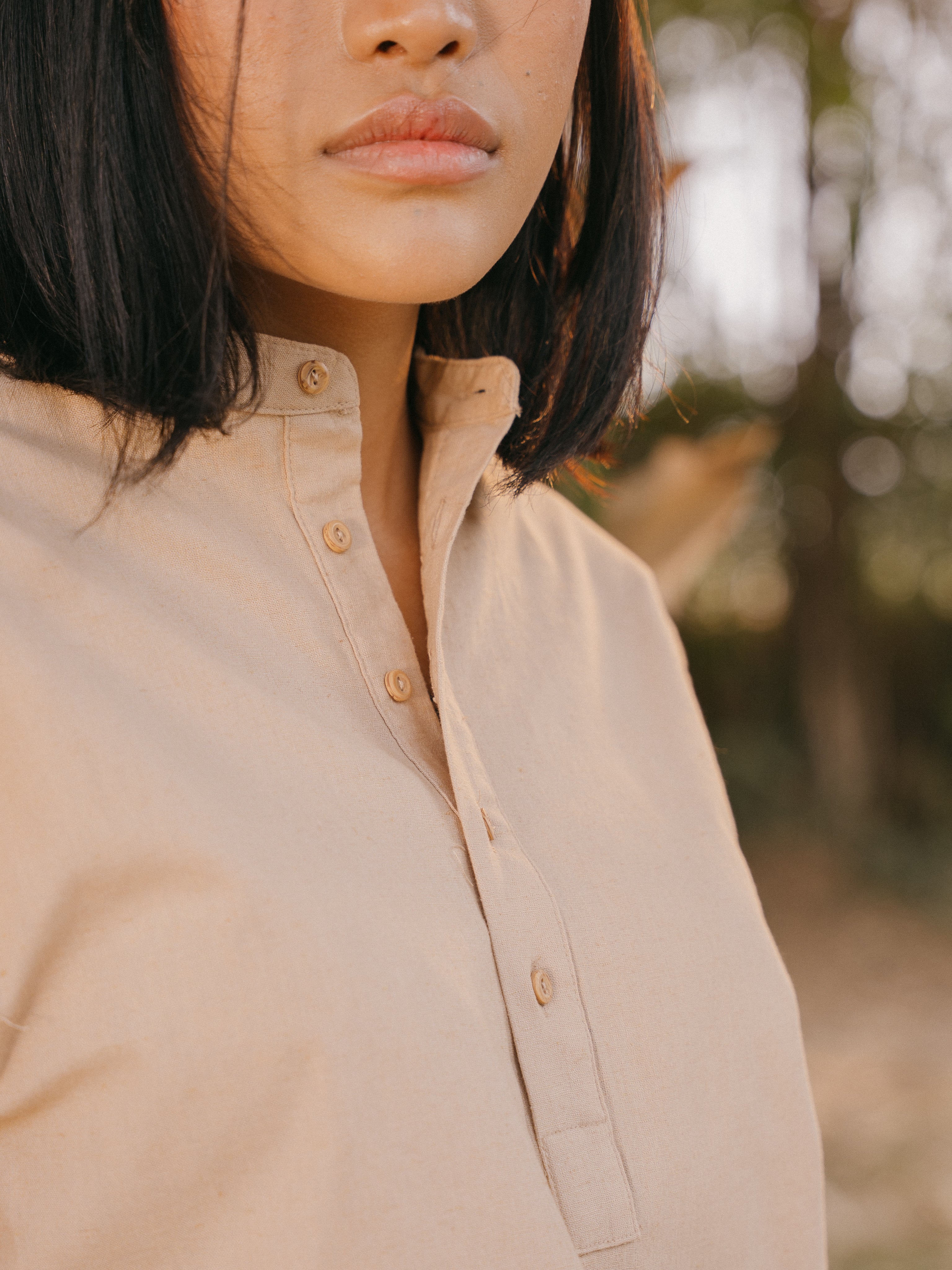 Linen Henley Katua - Beige - Unisex