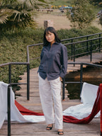 The European Collar - Linen - Long Sleeve Shirt - Blue - Unisex