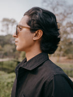 The European Collar - Linen Effect -  Long Sleeve Shirt For Men - Black