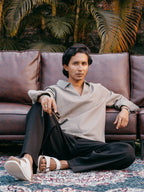 The Amalfi Shirt - Linen V-Placket For Men - Moss Green