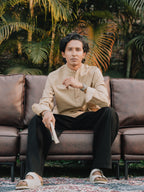 Linen Henley Katua For Men - Beige