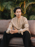 Linen Henley Katua For Men - Beige