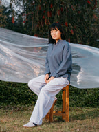 Linen Henley Katua - Marble Blue - Unisex