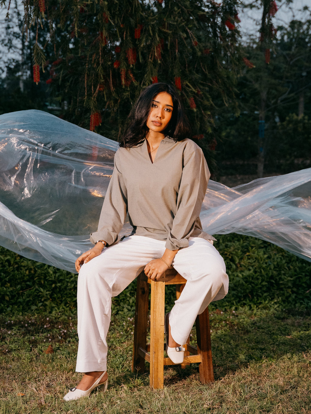 The Amalfi Shirt - Linen V-Placket - Moss Green - Unisex