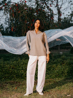 The Amalfi Shirt - Linen V-Placket - Moss Green - Unisex