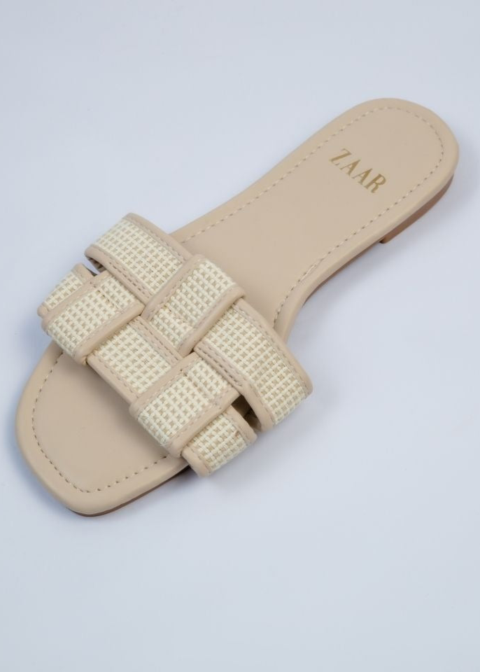 Flats - Beige and Off White Crossed