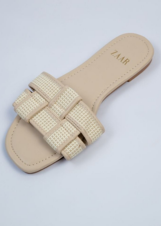 Flats - Beige and Off White Crossed