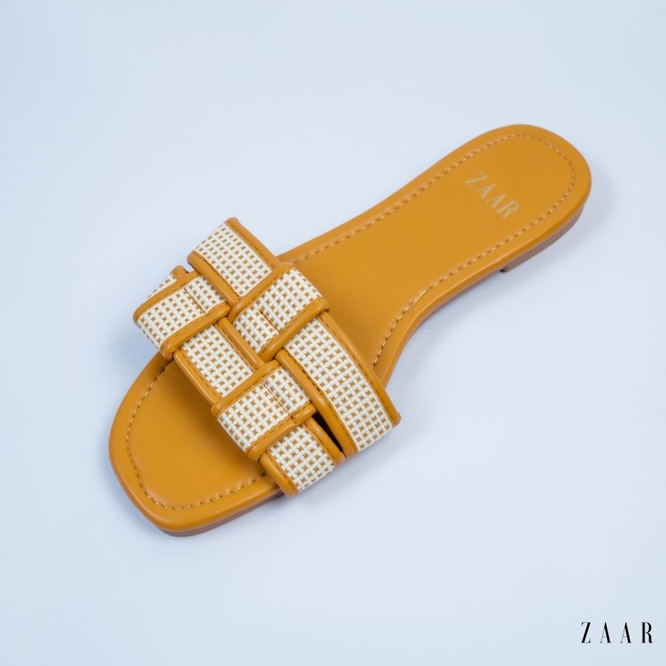 Flats - Tan and Off White Crossed