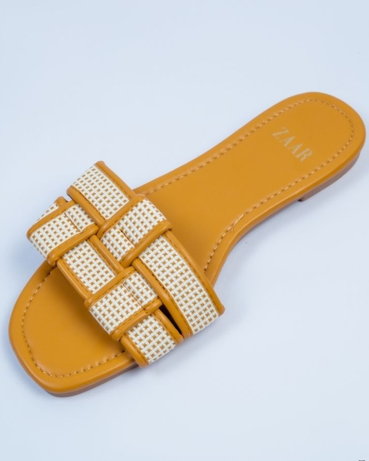 Flats - Tan and Off White Crossed
