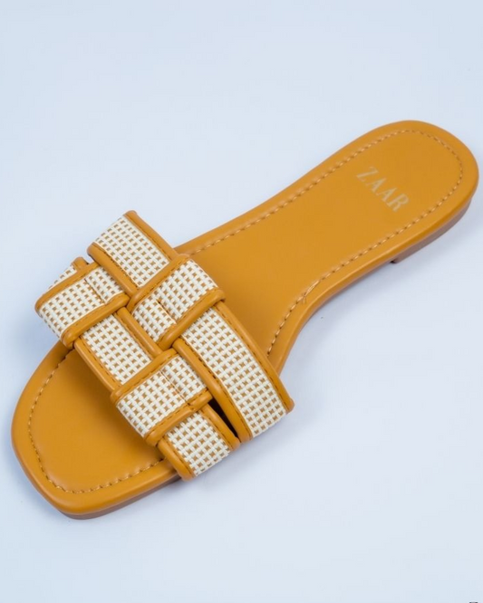 Flats - Tan and Off White Crossed