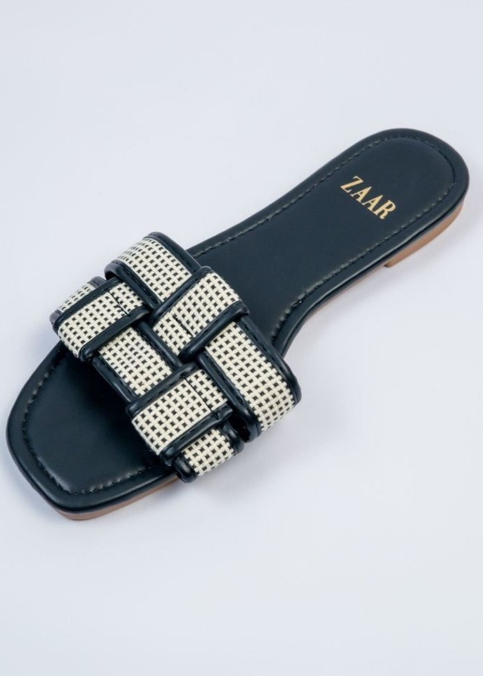 Flats - Black and Off White Crossed
