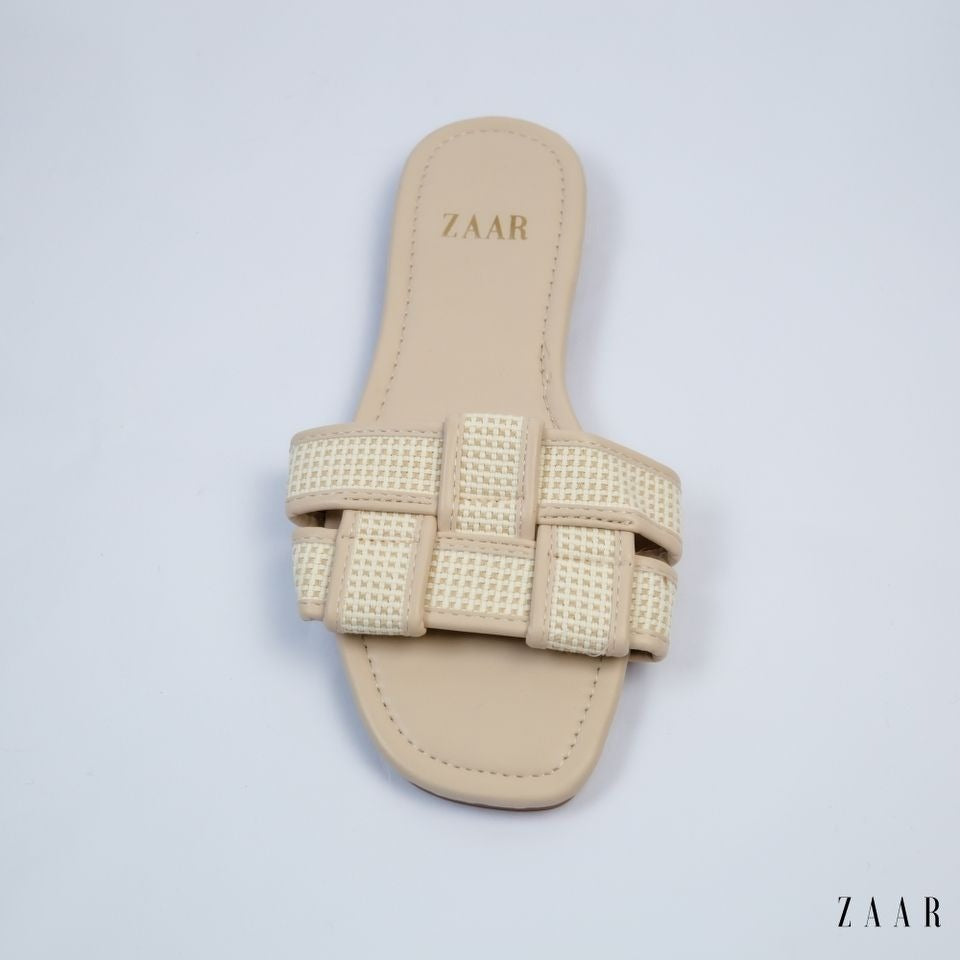 Flats - Beige and Off White Crossed