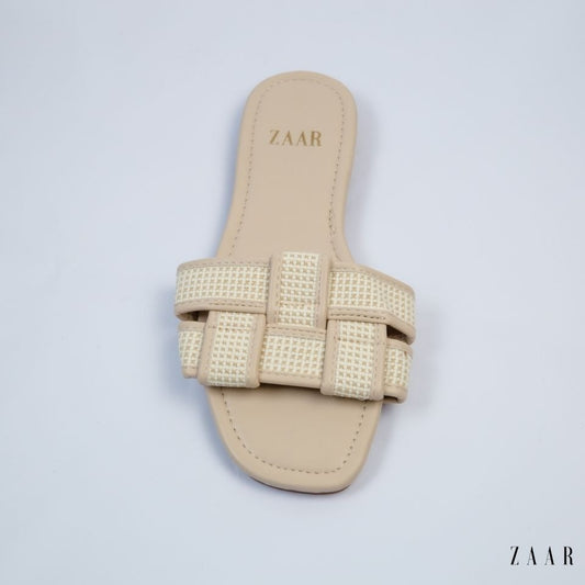 Flats - Beige and Off White Crossed
