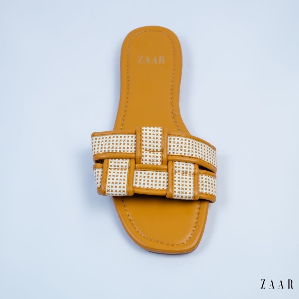 Flats - Tan and Off White Crossed