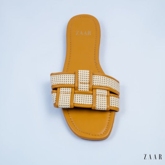 Flats - Tan and Off White Crossed