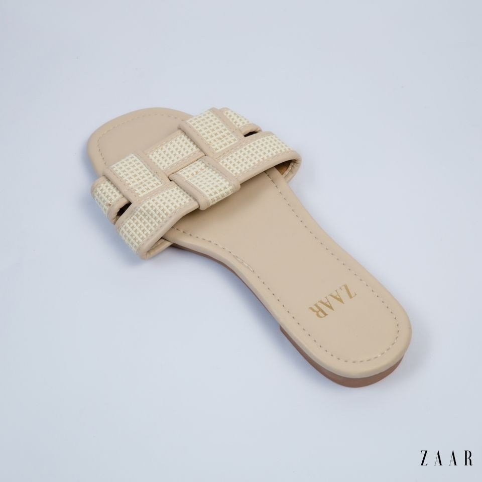 Flats - Beige and Off White Crossed
