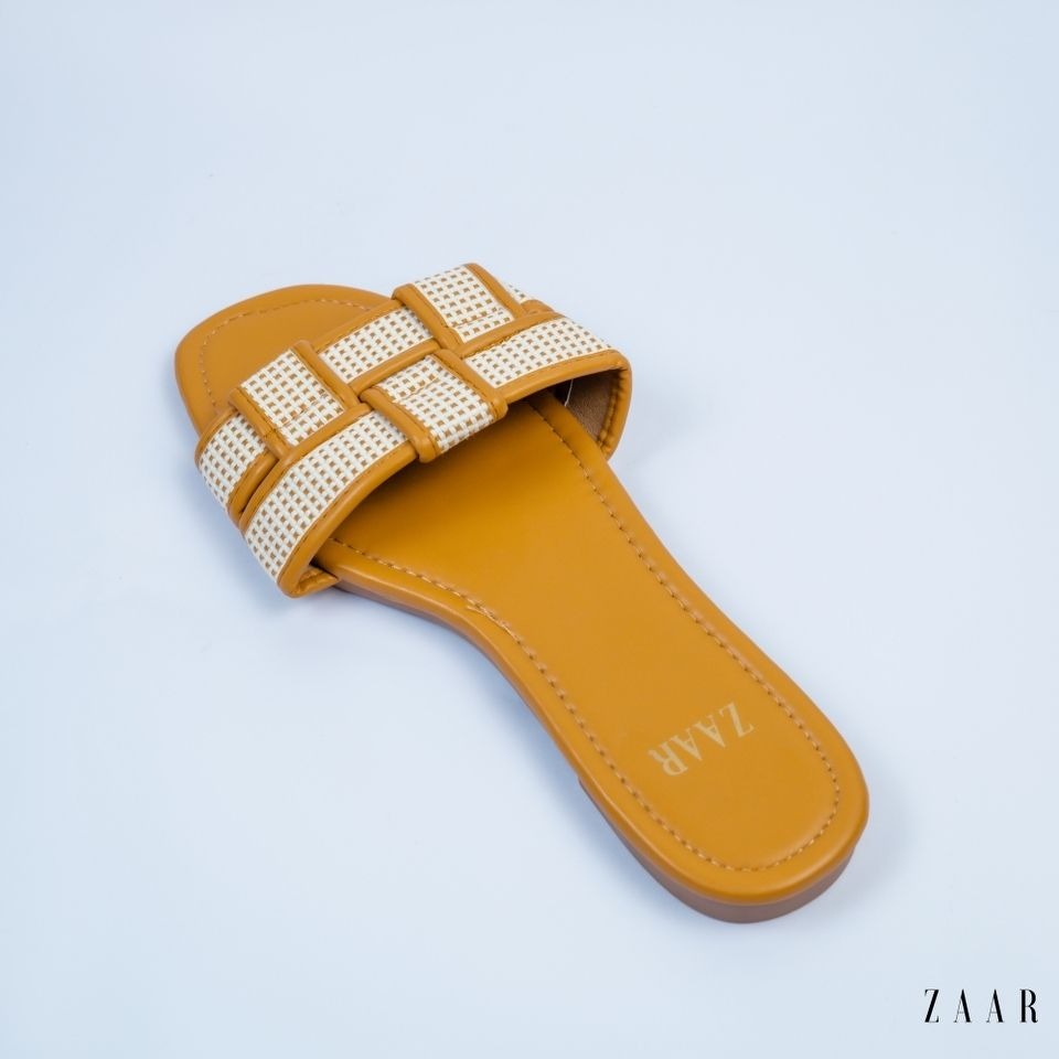 Flats - Tan and Off White Crossed