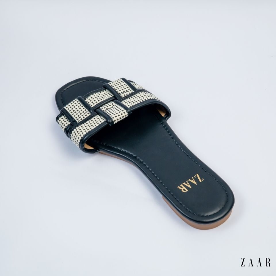 Flats - Black and Off White Crossed