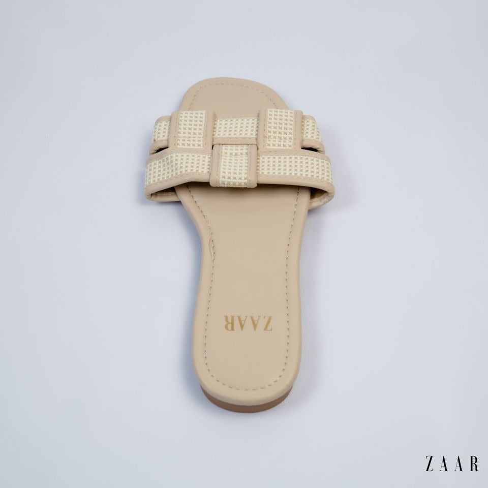 Flats - Beige and Off White Crossed