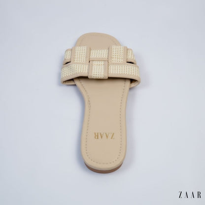 Flats - Beige and Off White Crossed