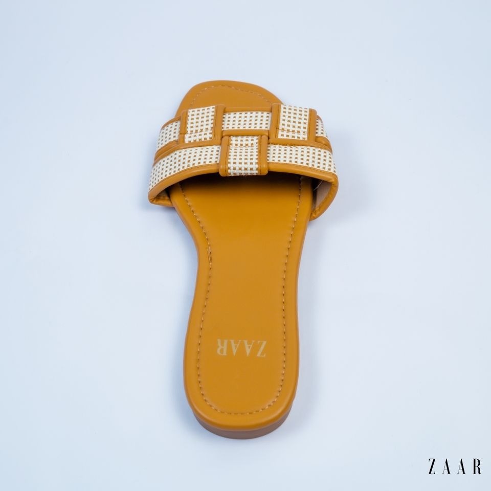 Flats - Tan and Off White Crossed