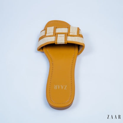 Flats - Tan and Off White Crossed