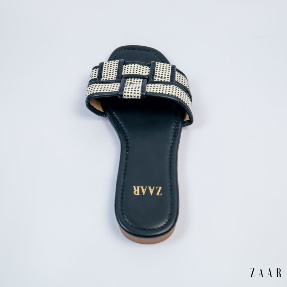 Flats - Black and Off White Crossed