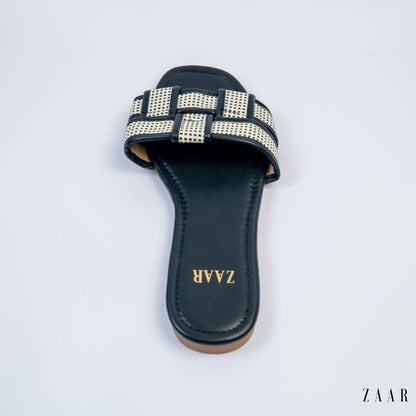 Flats - Black and Off White Crossed