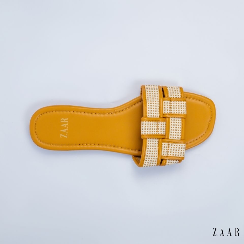 Flats - Tan and Off White Crossed