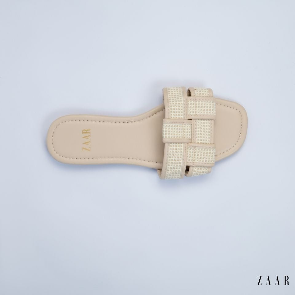 Flats - Beige and Off White Crossed