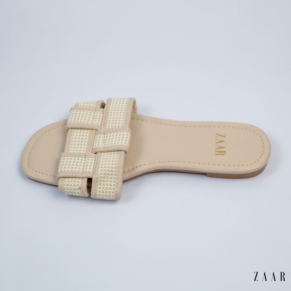 Flats - Beige and Off White Crossed