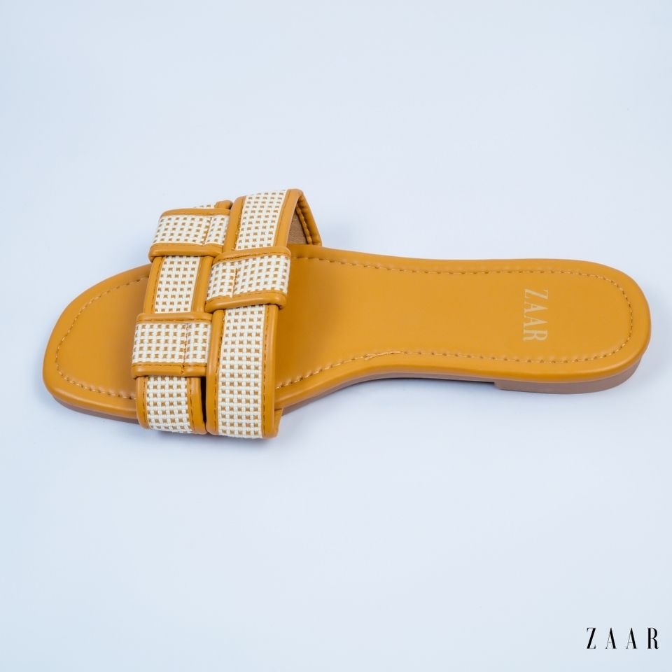 Flats - Tan and Off White Crossed