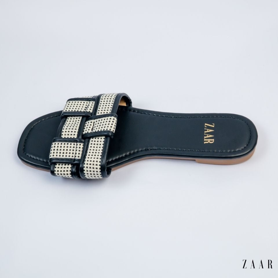 Flats - Black and Off White Crossed