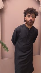 Gurbaz - Midnight Black Embroidered Panjabi