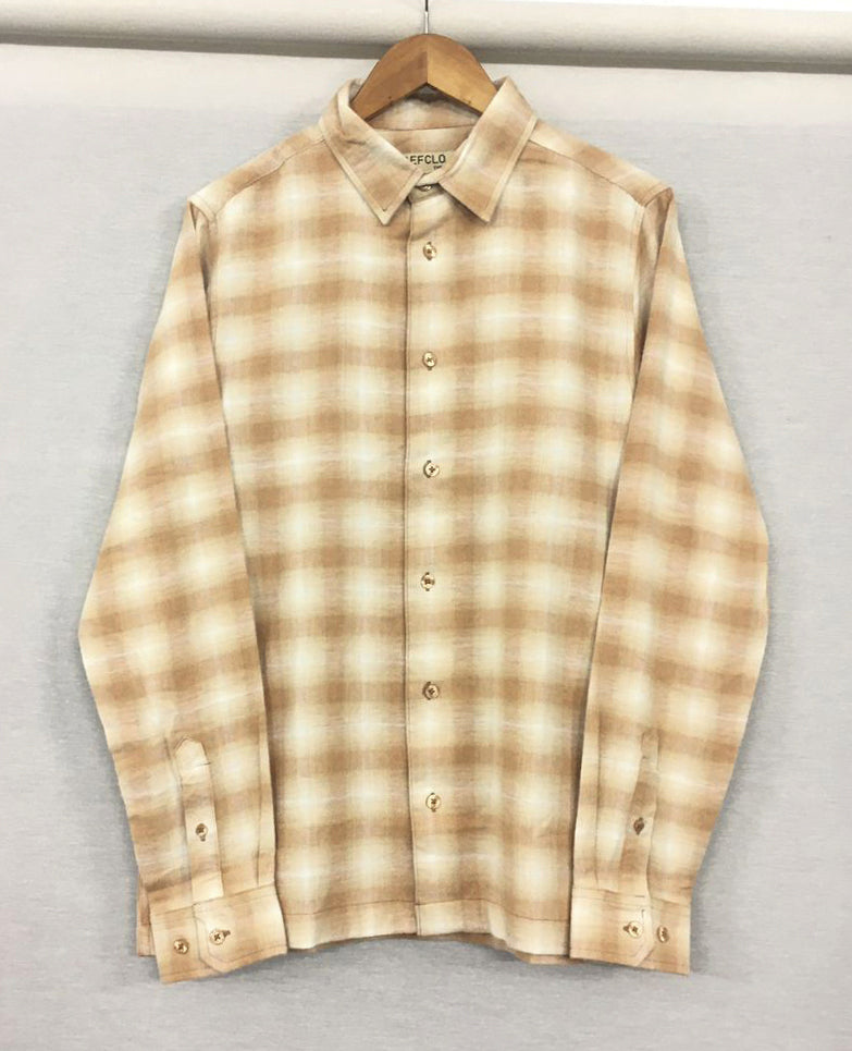Flannel Shirt - Unisex - Beige & Off White