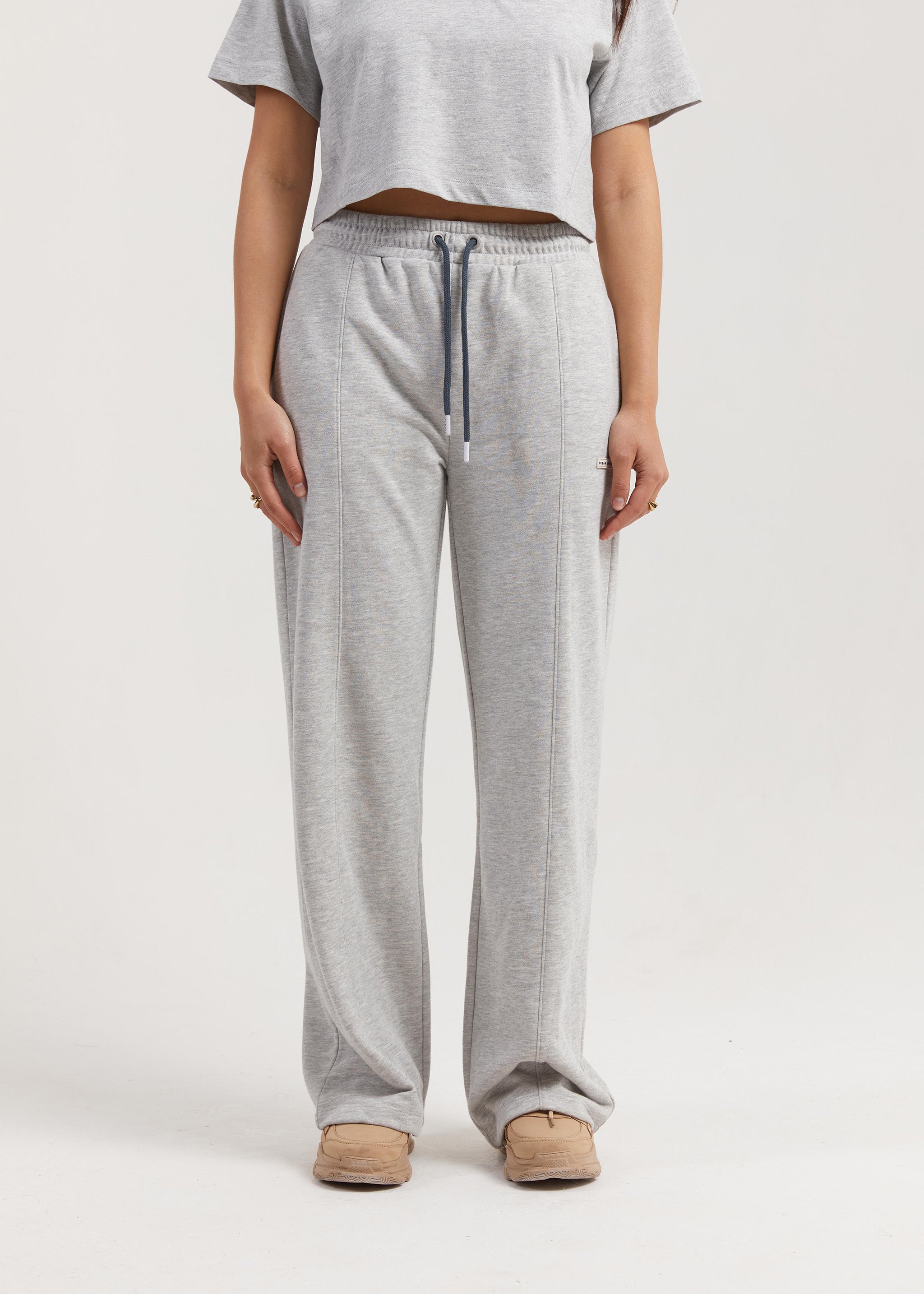 Banana Women's Wide Leg Joggers- Grey Mel