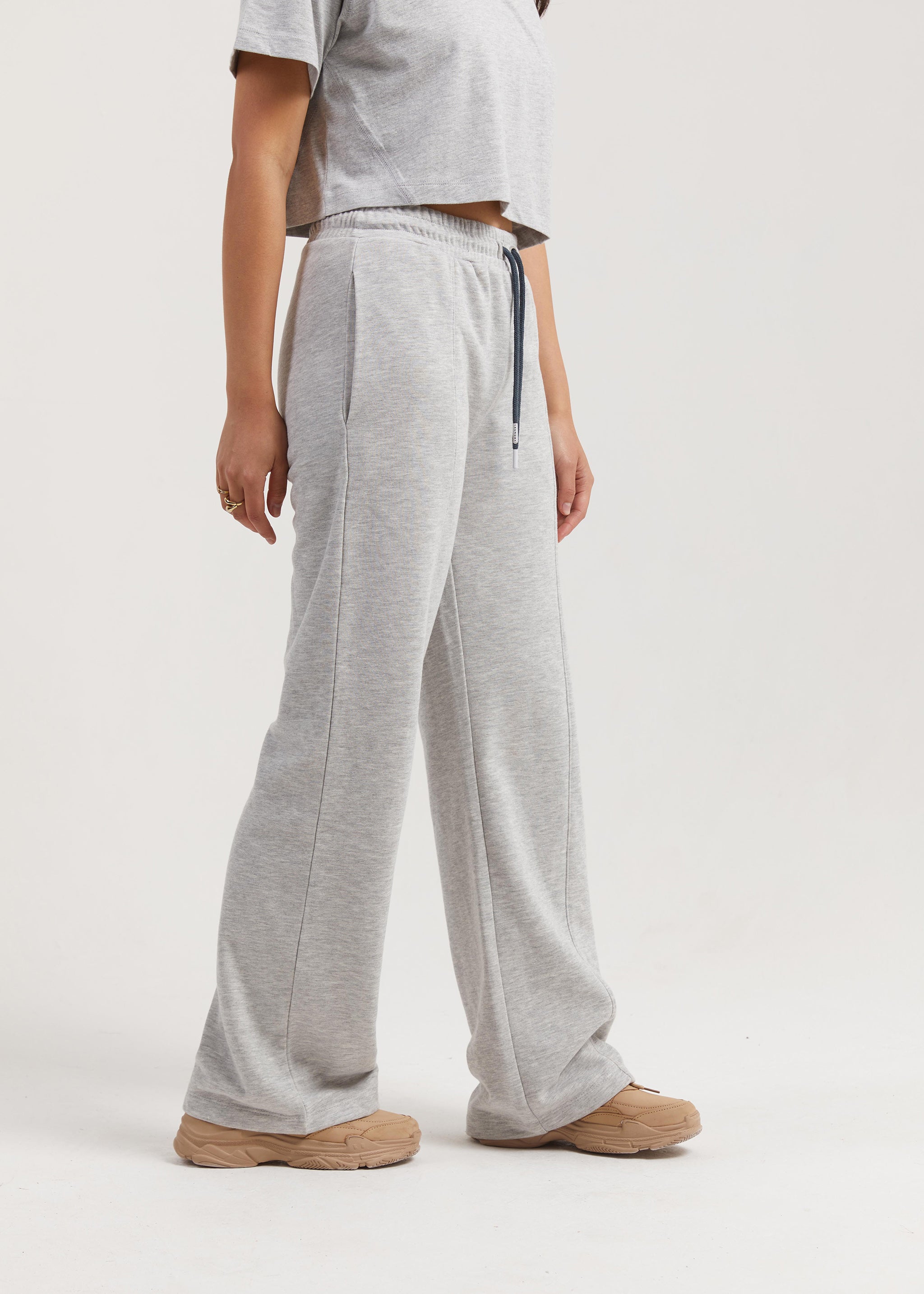 Banana Women's Wide Leg Joggers- Grey Mel