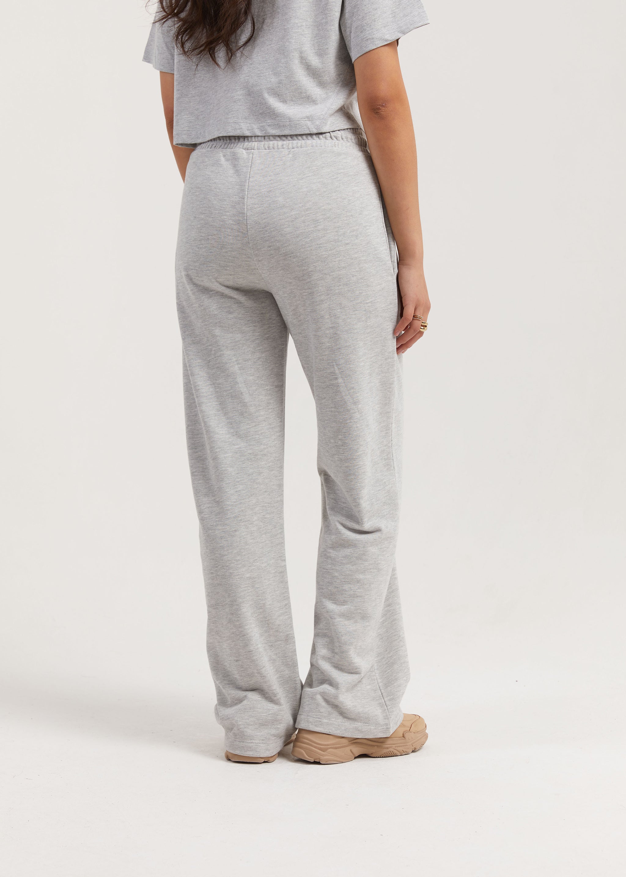 Banana Women's Wide Leg Joggers- Grey Mel