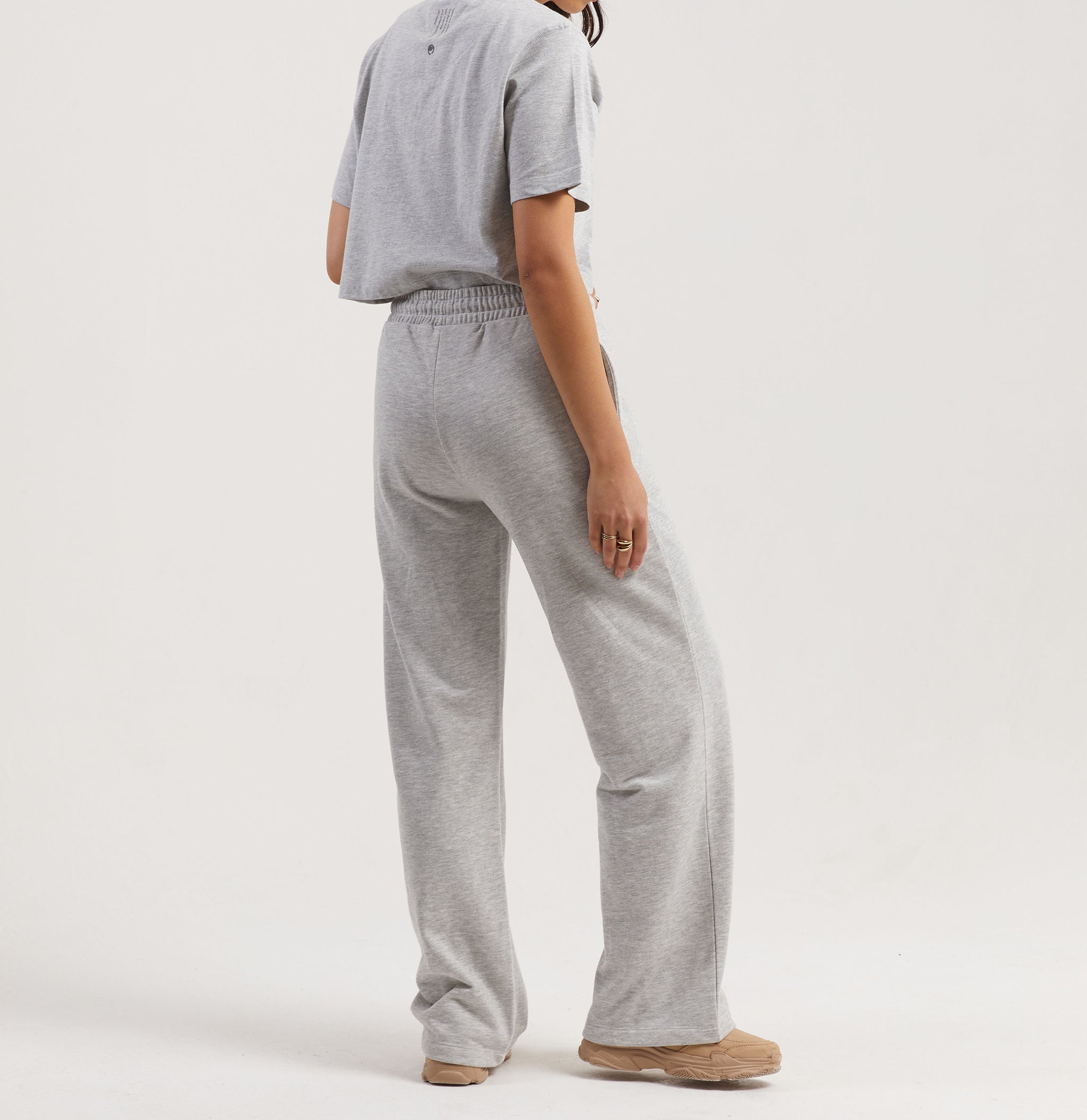 Banana Women's Wide Leg Joggers- Grey Mel