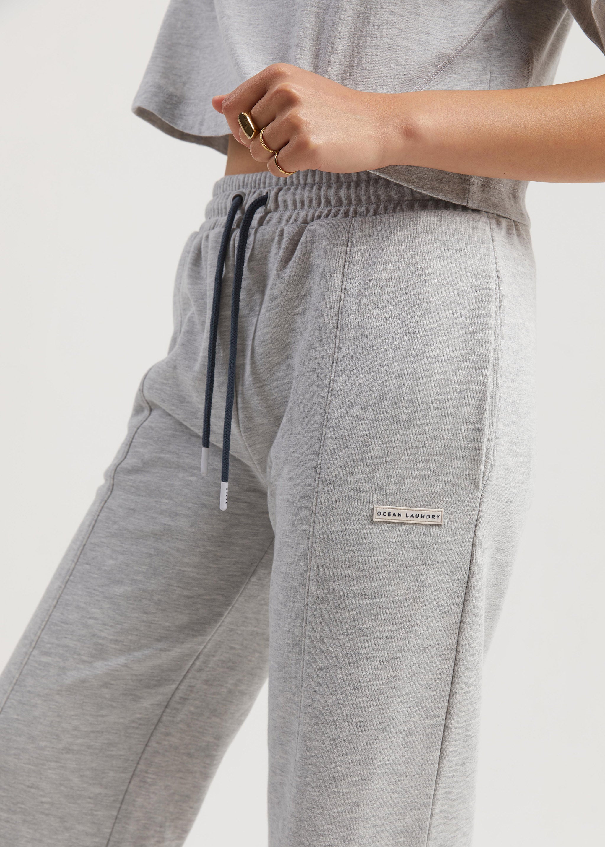 Banana Women's Wide Leg Joggers- Grey Mel
