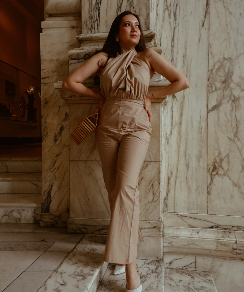  Bsidd Loves Cross neck design and a double tie back detail Sand Jumpsuit 6