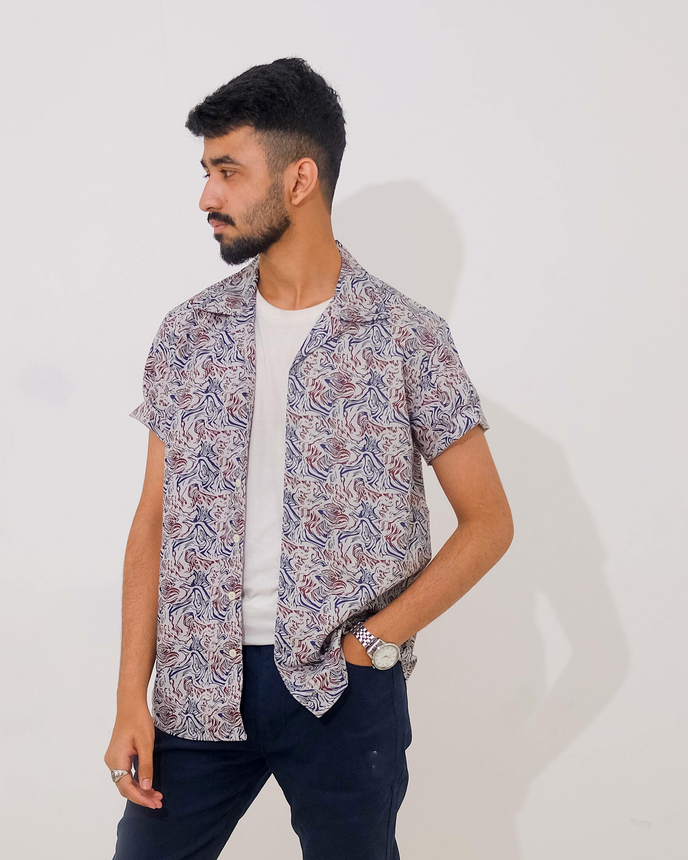 Cubana - Spiral Print - Cuban Shirt For Men