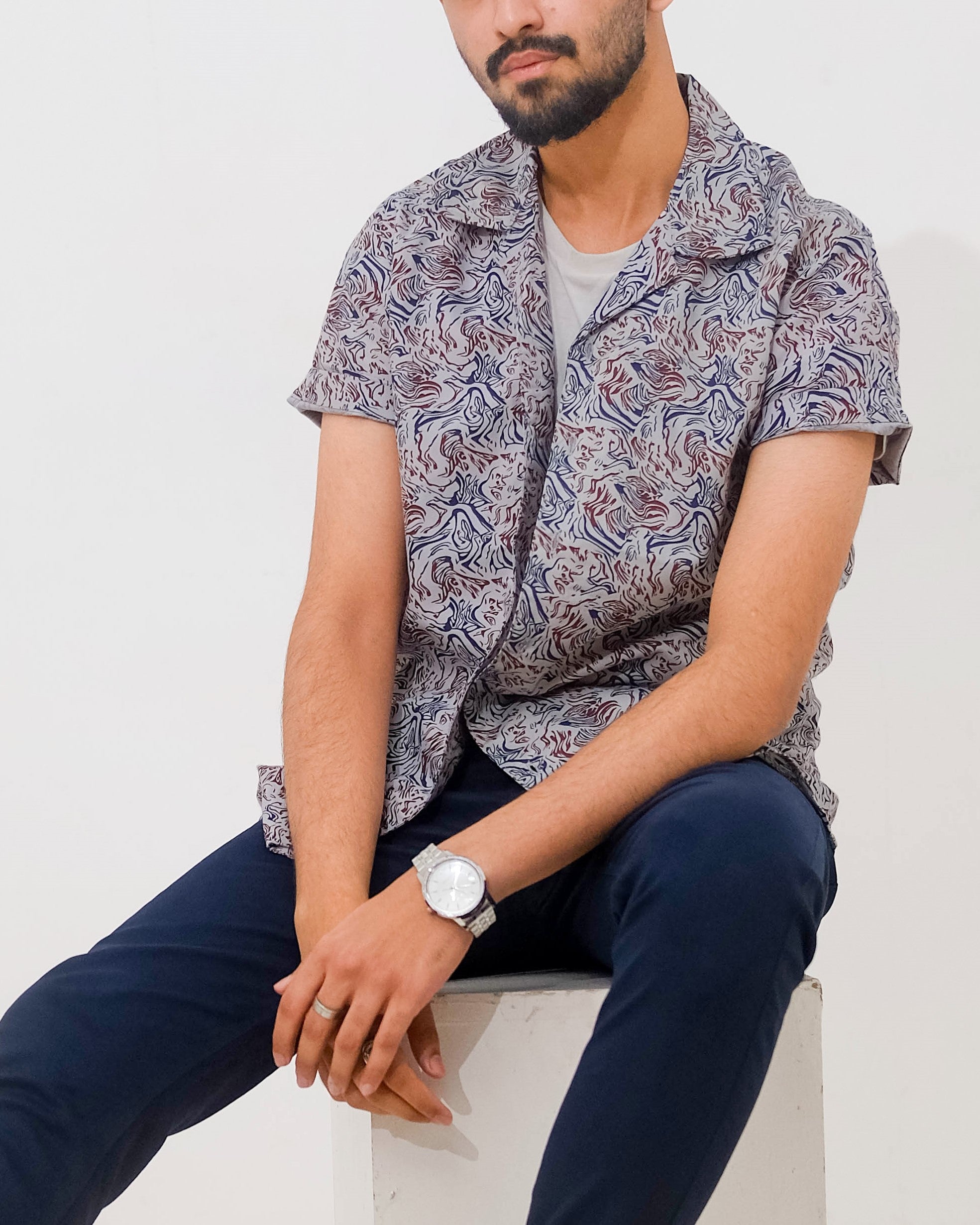 Cubana - Spiral Print - Cuban Shirt For Men