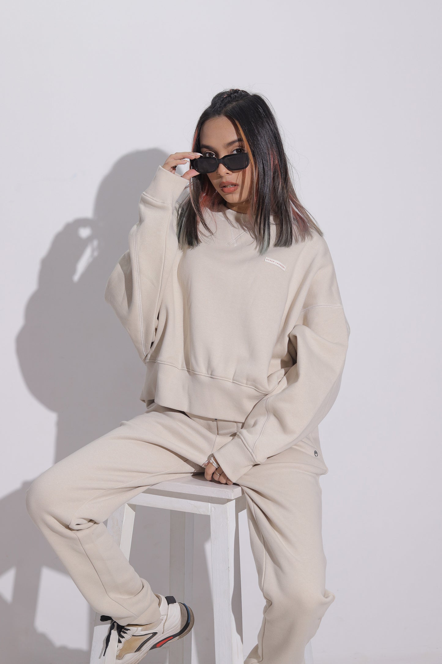 Elm Cropped Sweatshirt for Women - Stone