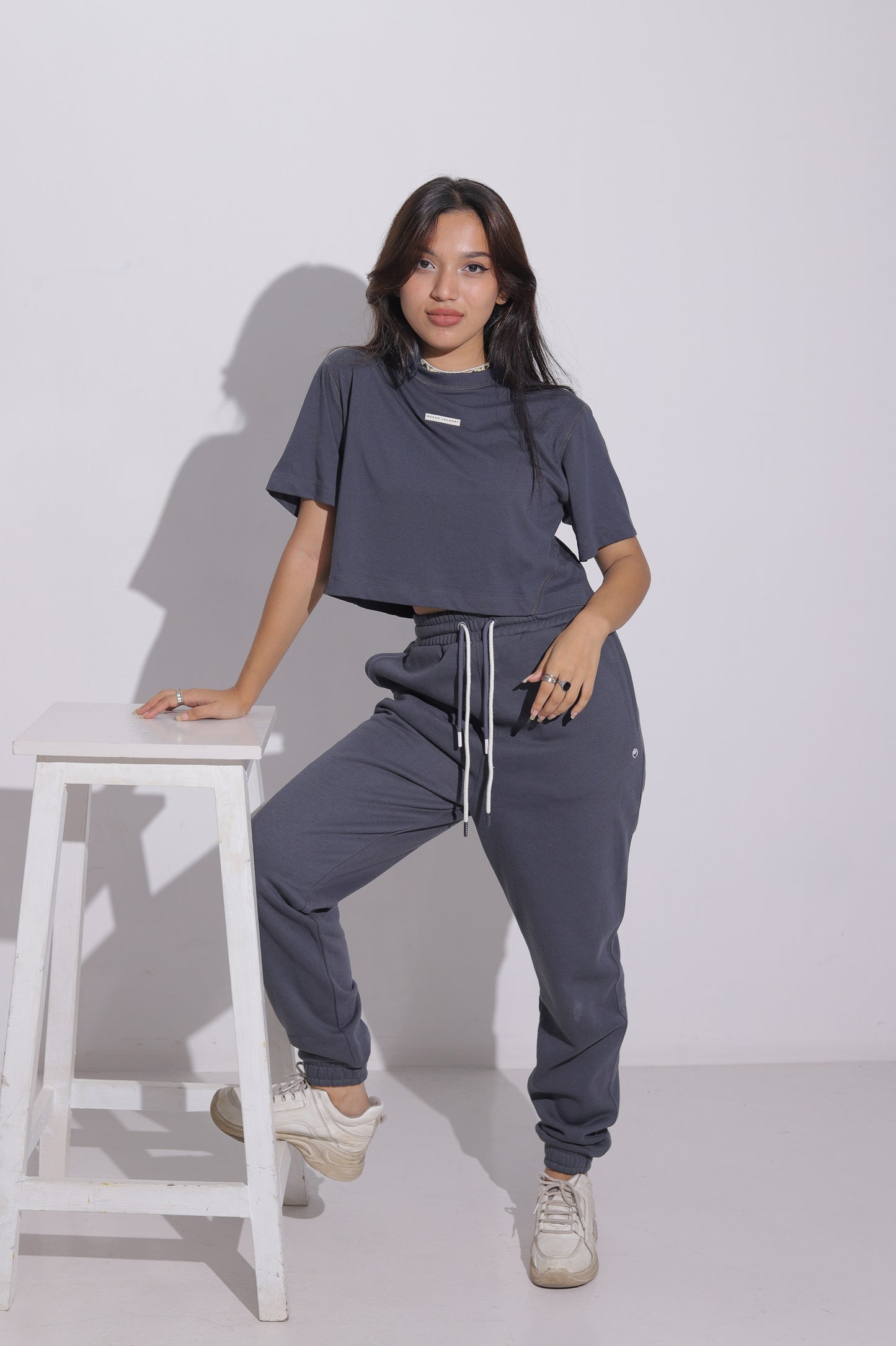 Cactus Baggy Sweatpants for Women - Charcoal