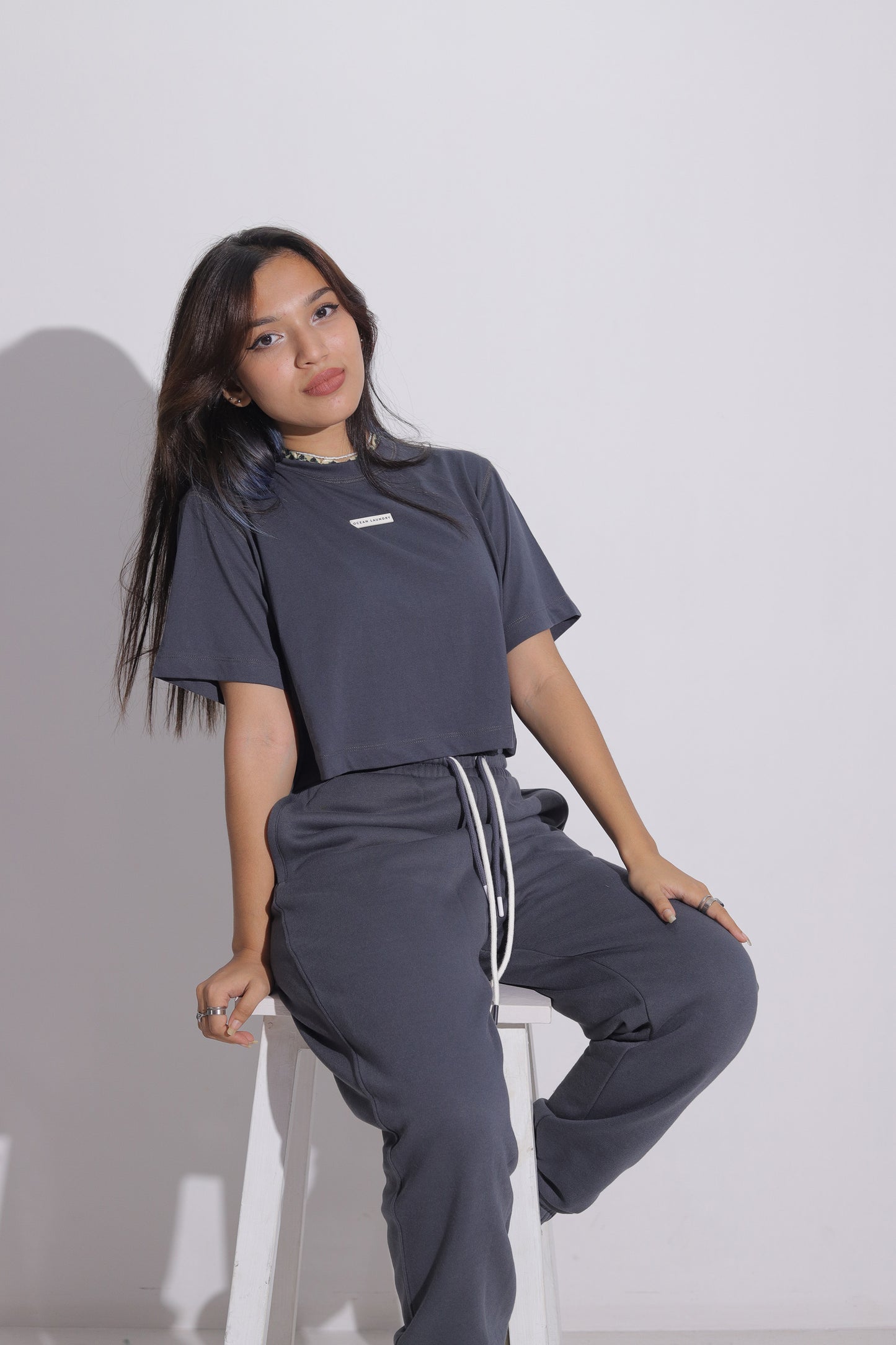 Cactus Baggy Sweatpants for Women - Charcoal