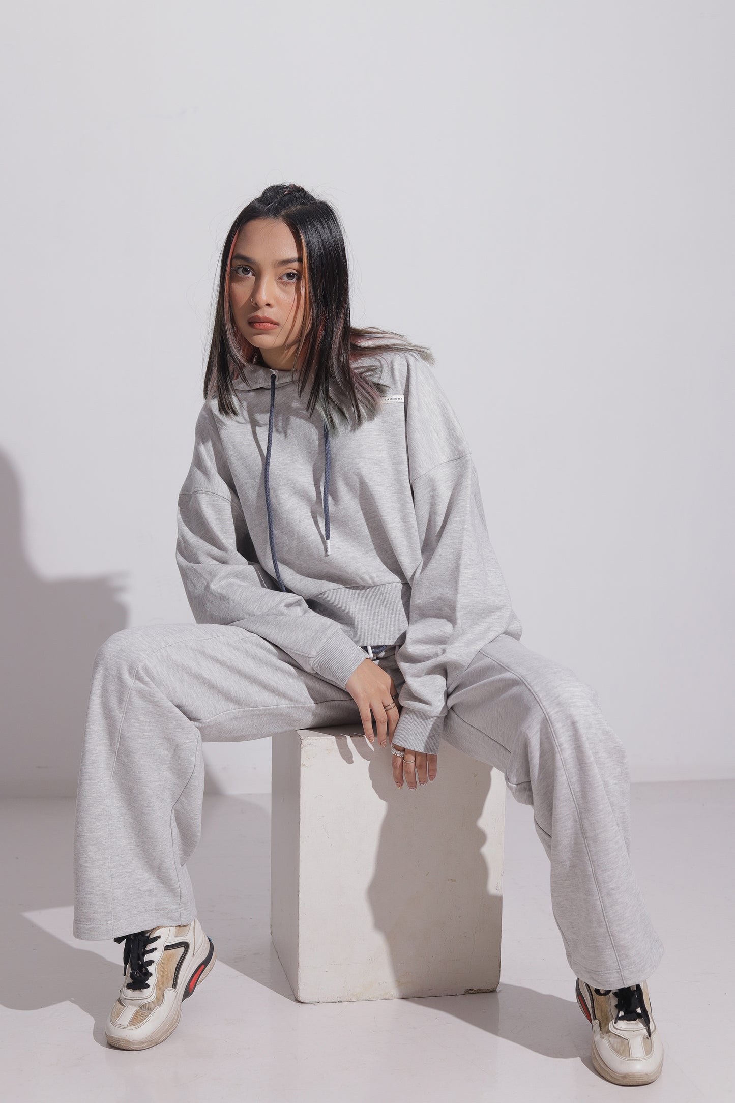 Maple Cropped Hoodie for Women- Grey Mel