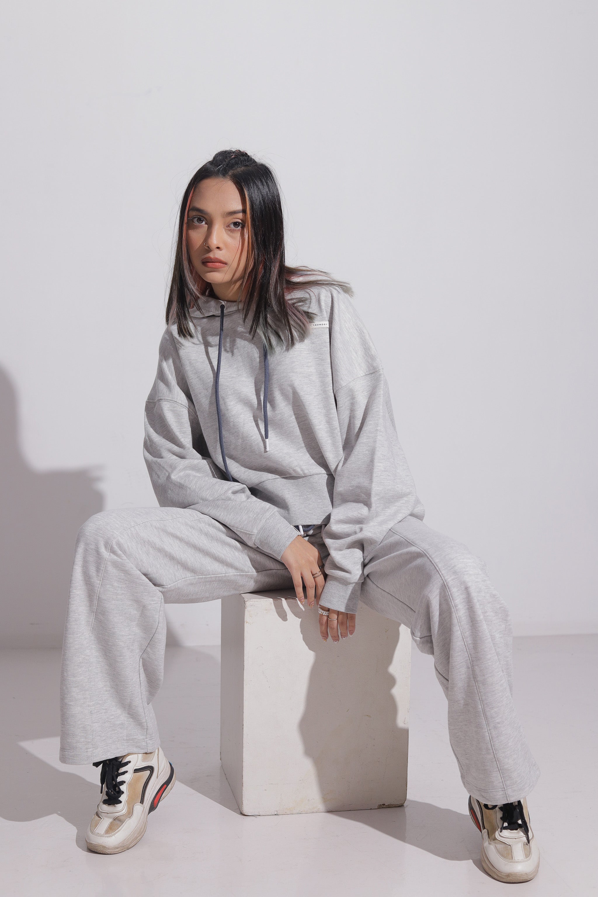 Maple Cropped Hoodie for Women- Grey Mel